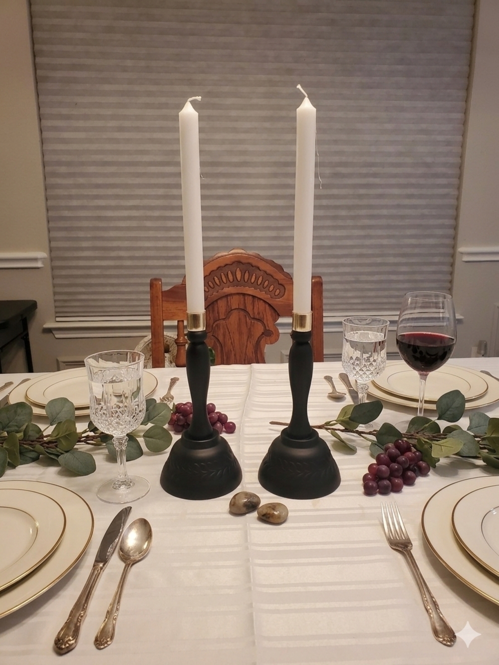 Matte Black Taper Candle Holders with Gold Accent - Home Accents